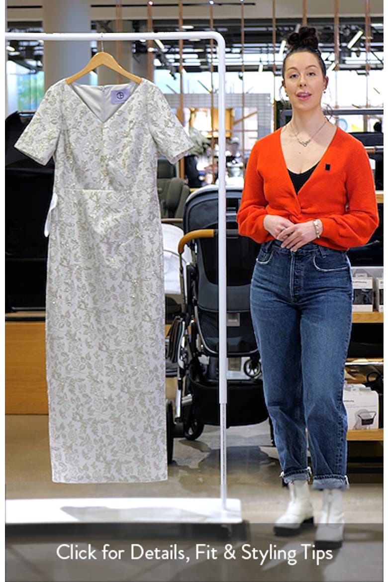 Valerie Metallic Floral Jacquard Column Gown video