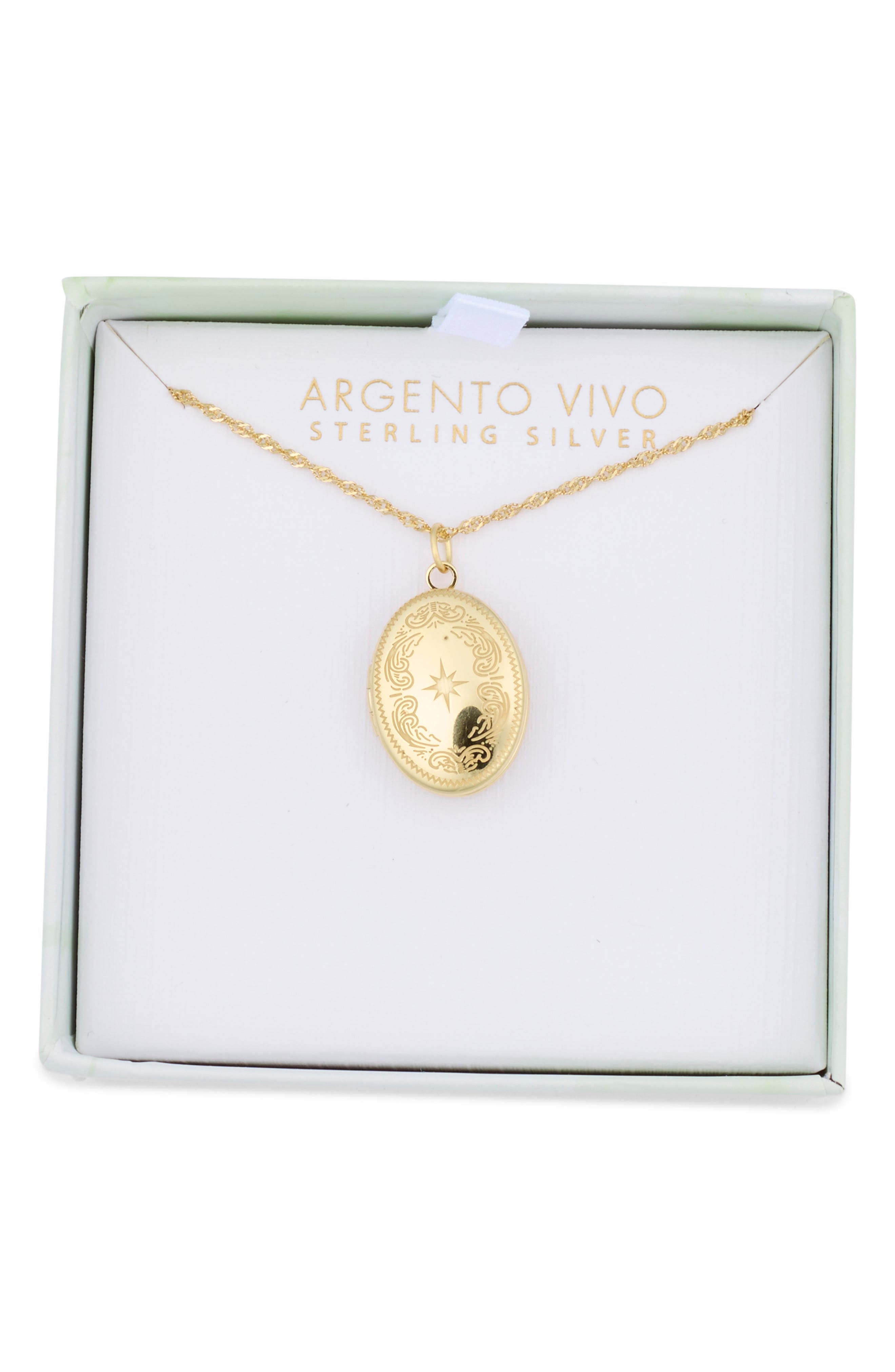 Argento Vivo Sterling Silver Etched Sparkle Locket Necklace