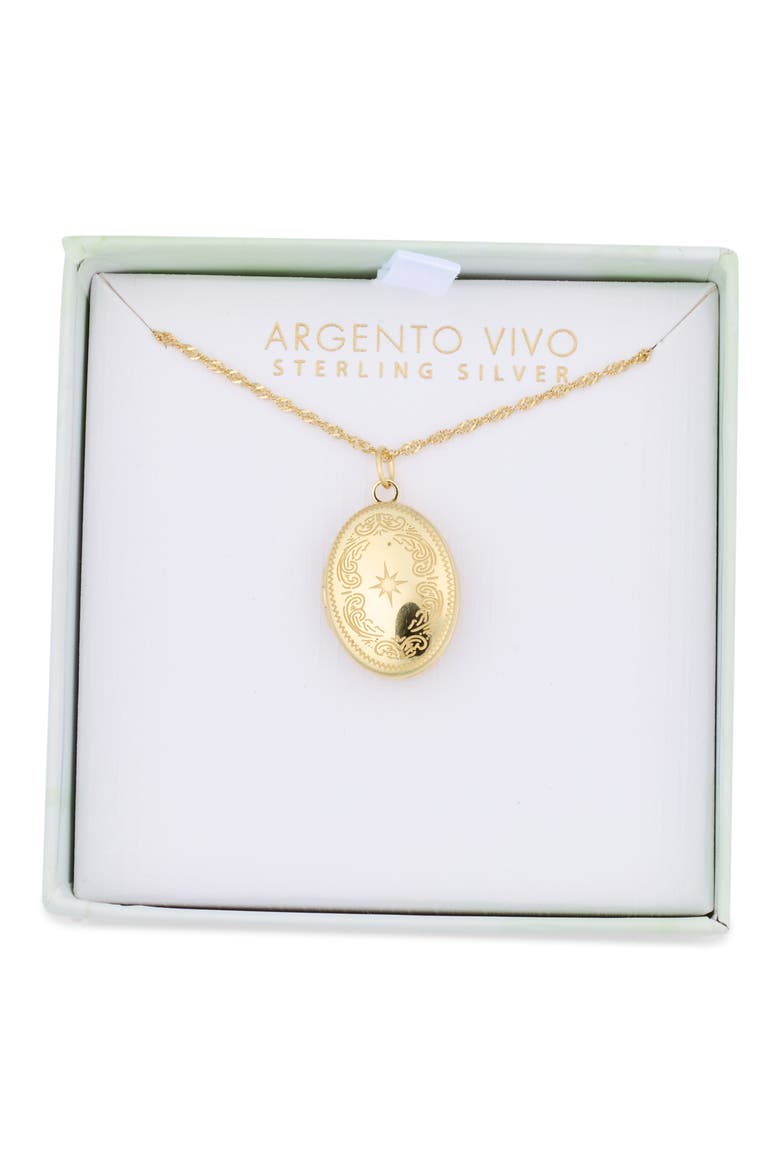 Etched Sparkle Locket Necklace, Main, color, GOLD