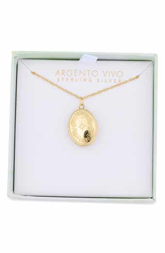 Argento Vivo Sterling Silver Etched Sparkle Locket Necklace