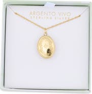 Argento Vivo Sterling Silver Etched Sparkle Locket Necklace