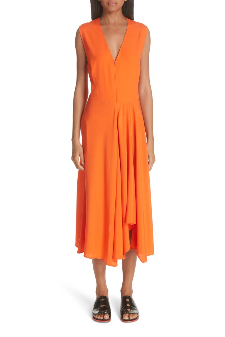 Wave Side Drape Dress, Main, color, SAFETY ORANGE