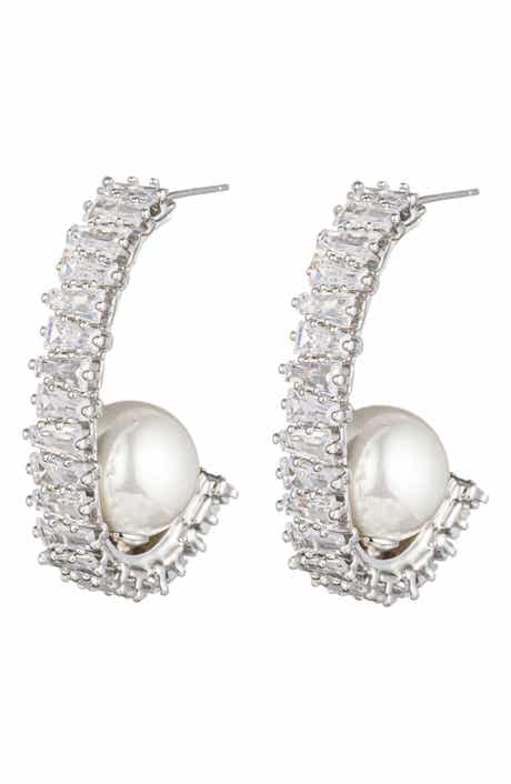 EYE CANDY LOS ANGELES Ava Half Loop Imitation Pearl Drop Earrings
