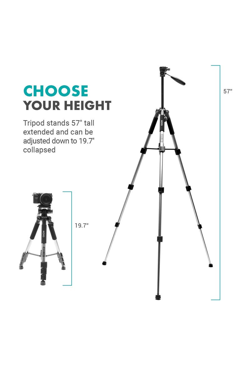 MV-T5 Full-Size Aluminum Tripod with Video Pan Head, Alternate, color, Black
