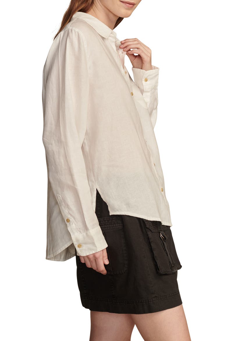 Prep Linen Button-Up Shirt, Alternate, color, BRIGHT WHITE