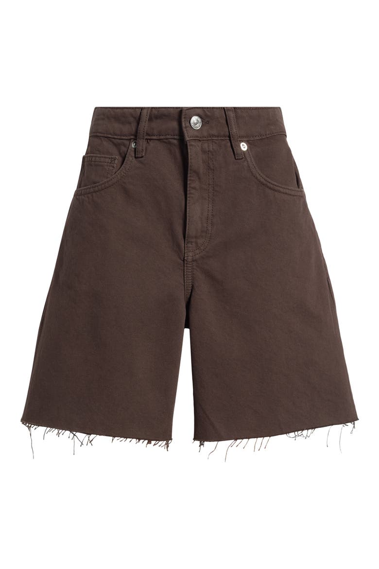 Raw Hem Denim Bermuda Shorts, Main, color, CHOCOLATE
