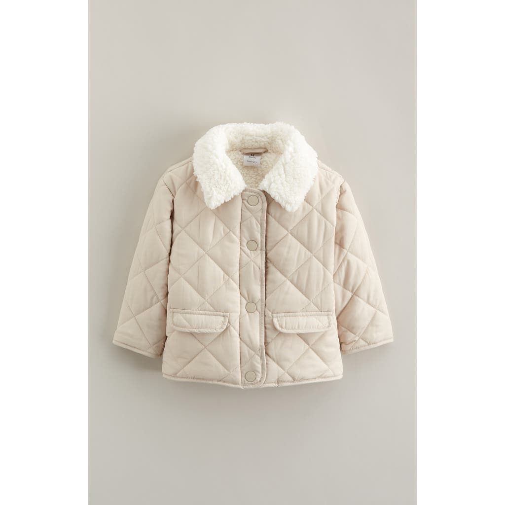 Nordstrom High Pile Fleece Collar Quilted Coat In Yellow