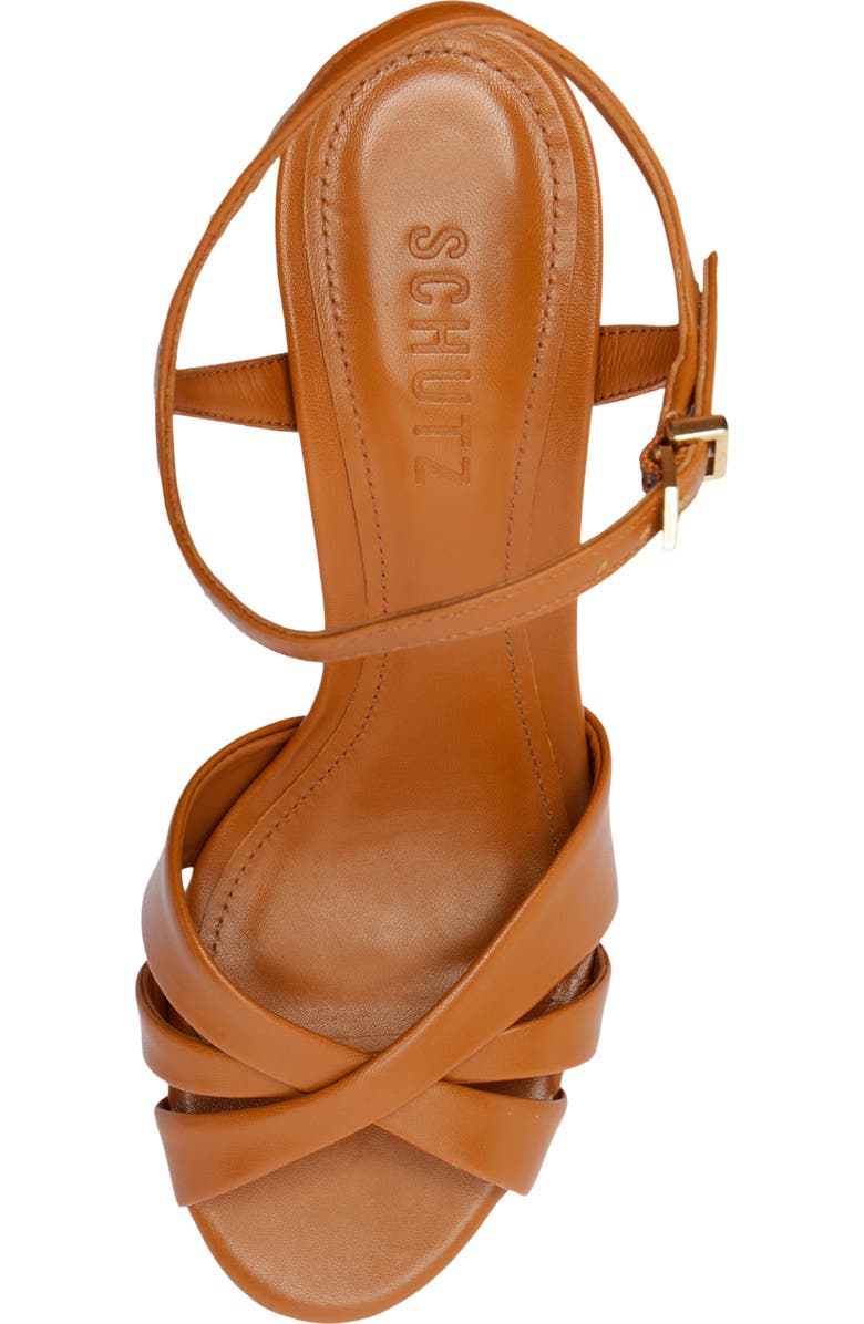 Schutz Keefa Ankle Strap Sandal, Alternate, color, Burnt Honey