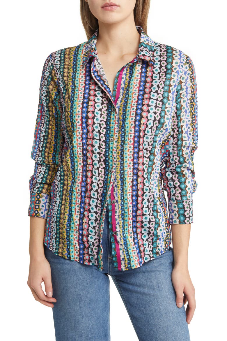 Flower Field Crinkle Button-Up Shirt, Main, color, PINK MULTI