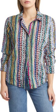 NIC+ZOE Flower Field Crinkle Button-Up Shirt