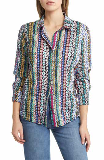 NIC+ZOE Flower Field Crinkle Button-Up Shirt