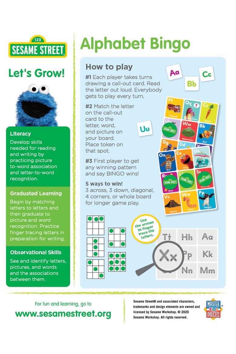 Sesame Street Alphabet Bingo, Alternate, color, Multicolor