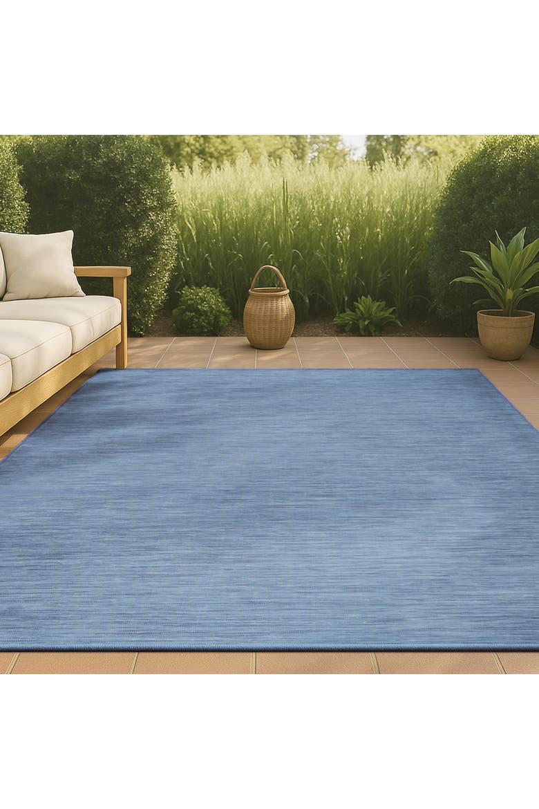 Ethan Modern Flatweave Solid Indoor/Outdoor Area Rug, Alternate, color, Blue