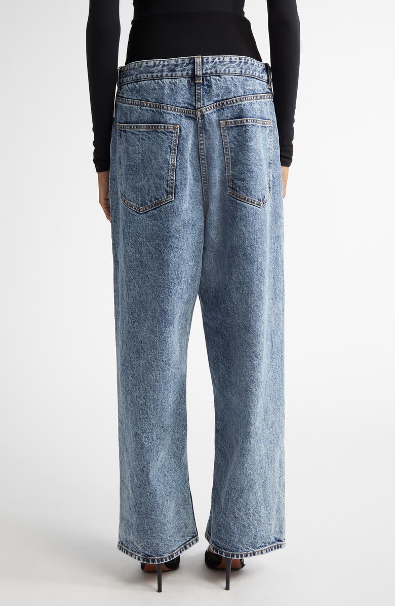 Alaïa Inset Wide Knit Waistband Loose Fit Straight Leg Jeans, Alternate, color,