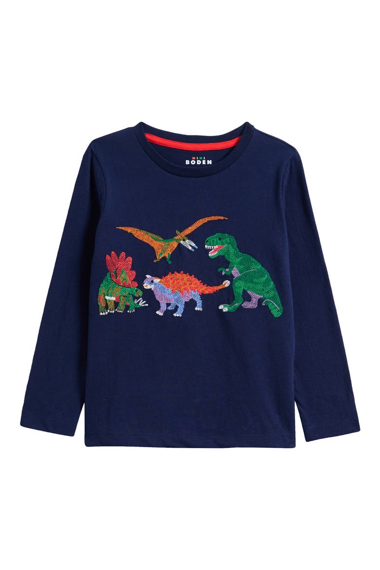 Kids' Fun Superstitch Dinosaur T-Shirt, Main, color, COLLEGE NAVY DINOS