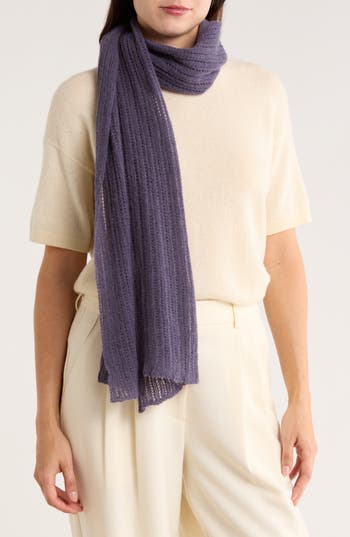 Portolano Open Knit Wrap Scarf In Purple