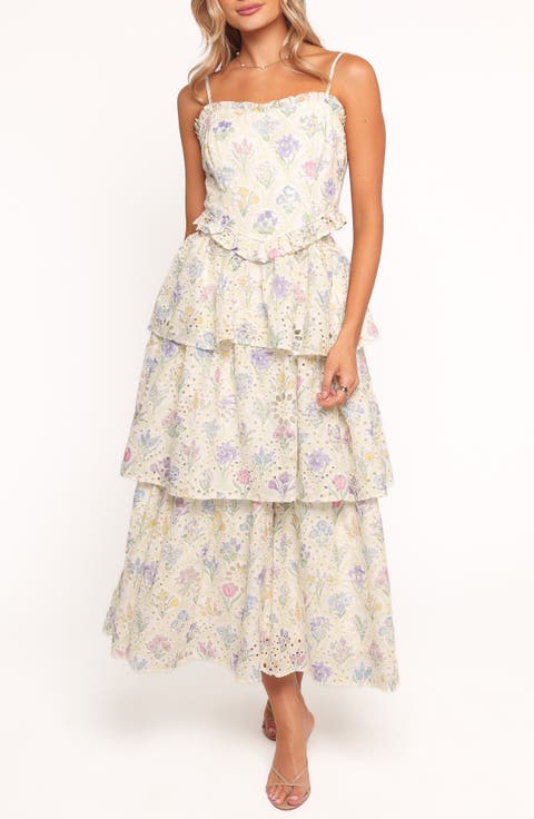 Iveta Floral Eyelet Embroidered Midi Dress