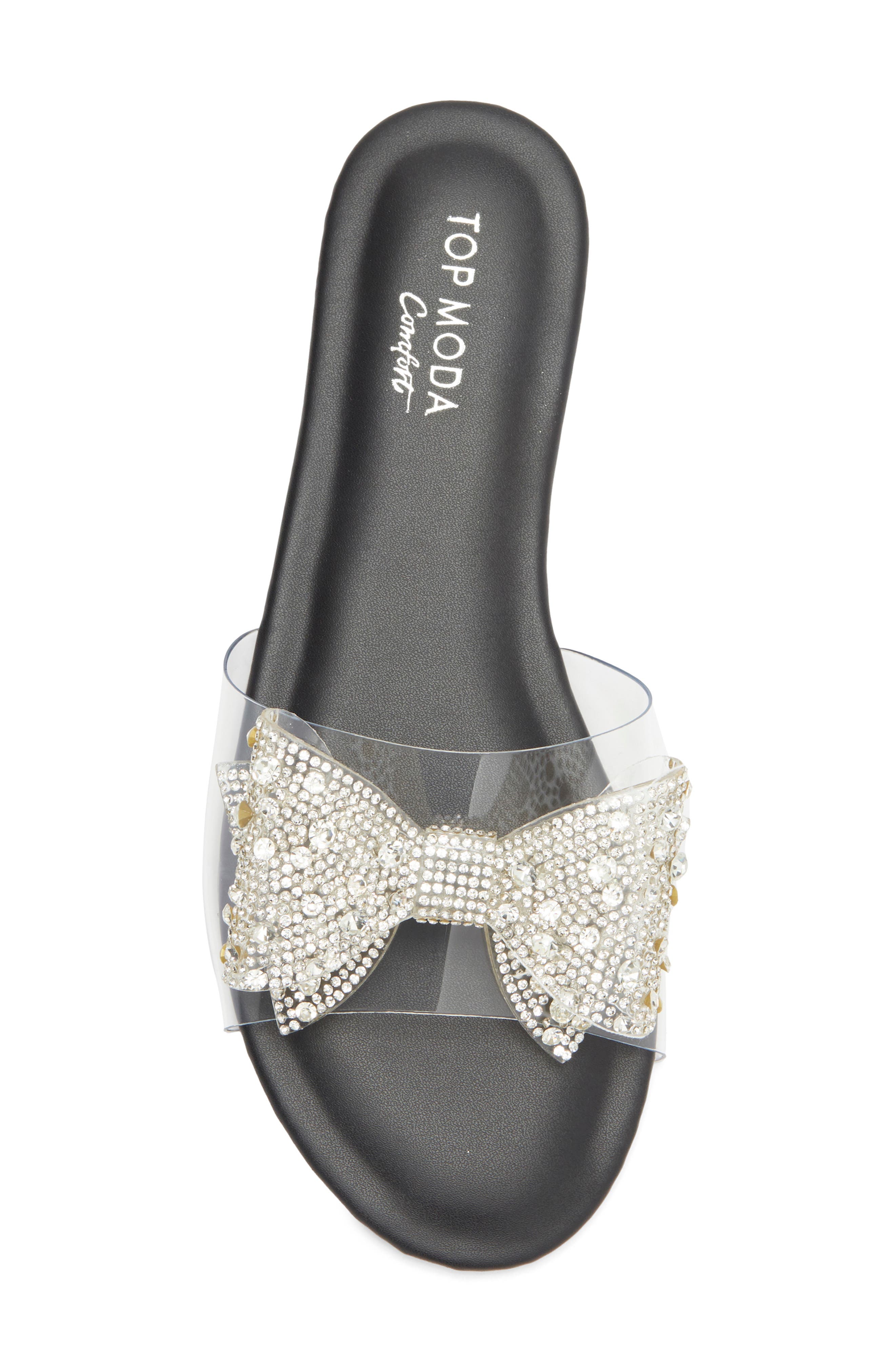 TOP MODA Peach Bow Slide Sandal, Alternate, color, Black