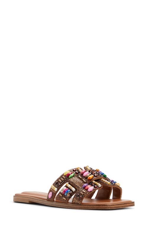 Aldo Women's Eleny Embellished Slide Flat Sandals In Brown Multi