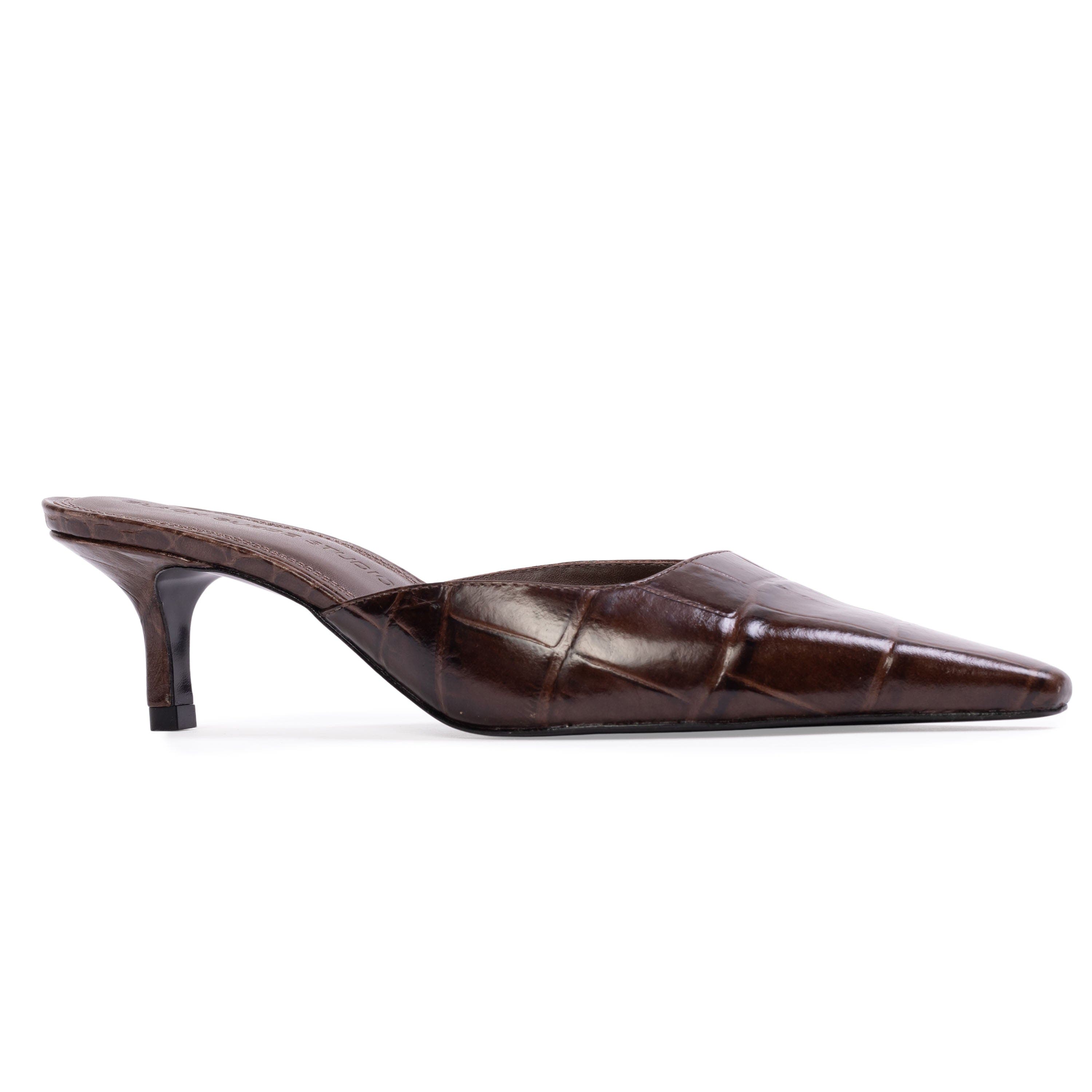 BLACK SUEDE STUDIO Riley 50 Mule, Alternate, color, Brown Croc Leather