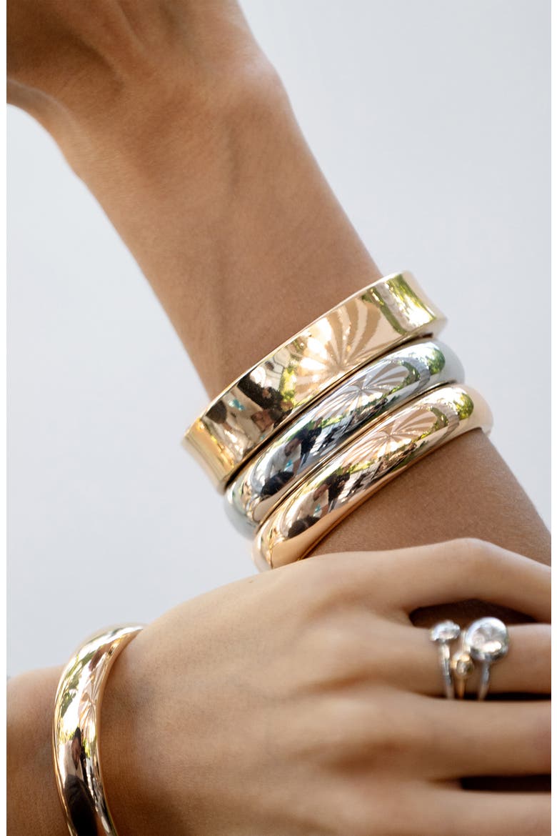 Set of 2 Bangle Bracelets, Alternate, color, GOLD