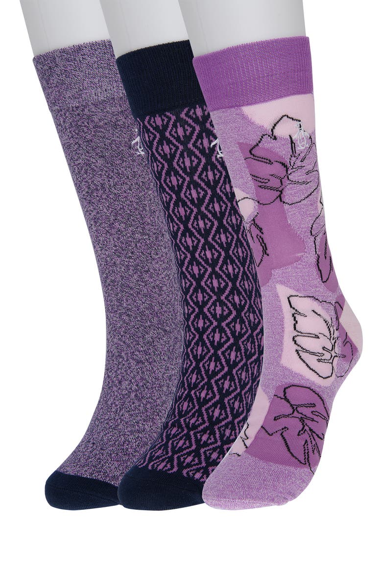 Magnolia Crew Socks - Pack of 3, Main, color, ROSE VIOLET