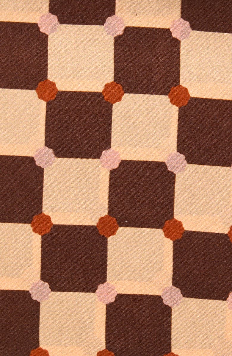 Lost Pattern Checkerboard Silk Pocket Square, Alternate, color, Coffee