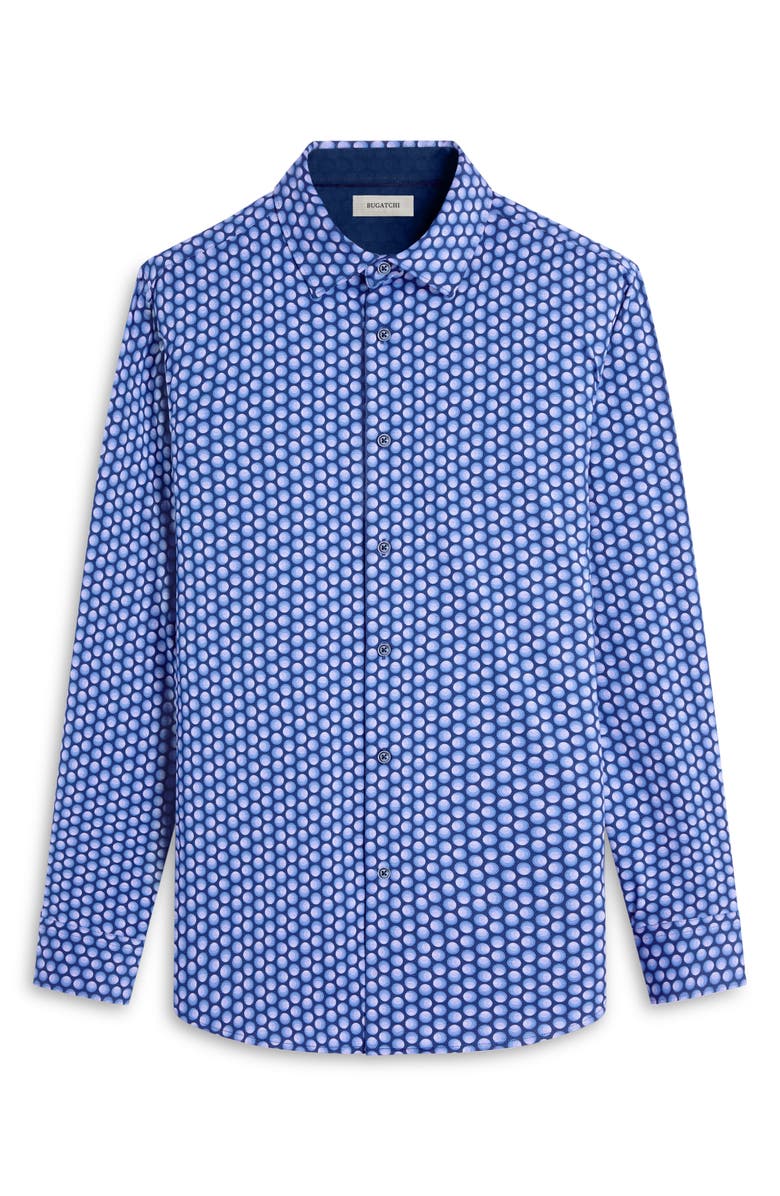 Bugatchi Jimmy OoohCotton<sup>®</sup> Geo Print Button-Up Shirt, Alternate, color, Cobalt
