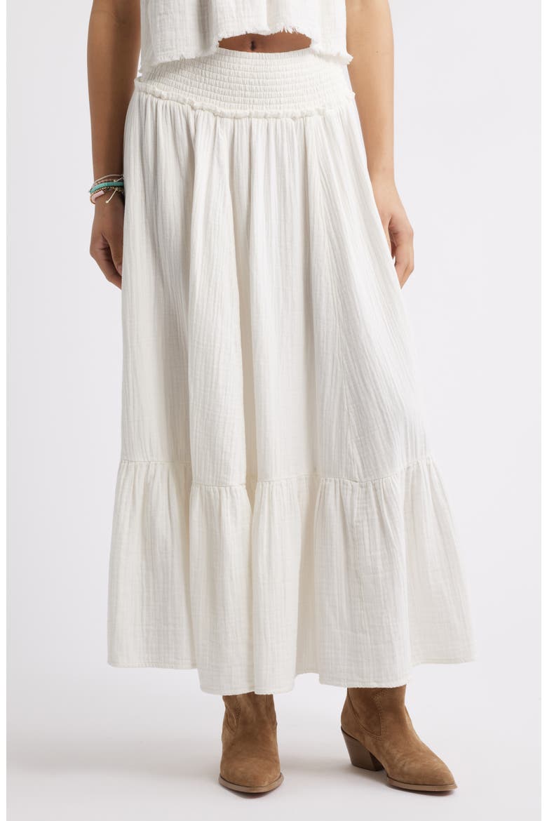 Cotton Gauze Tiered Maxi Skirt, Main, color, IVORY