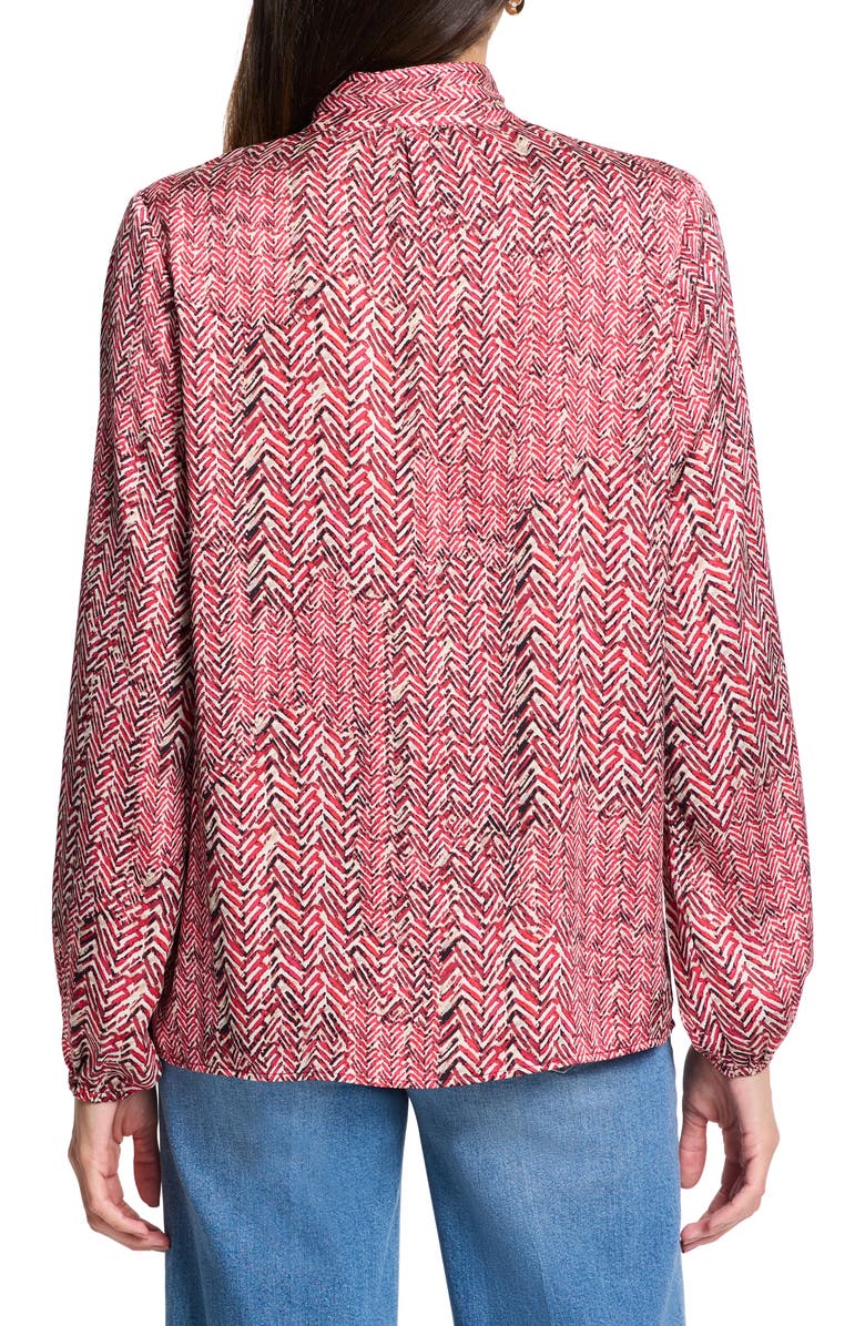 NIC+ZOE Herringbone Print Split Neck Top, Alternate, color,