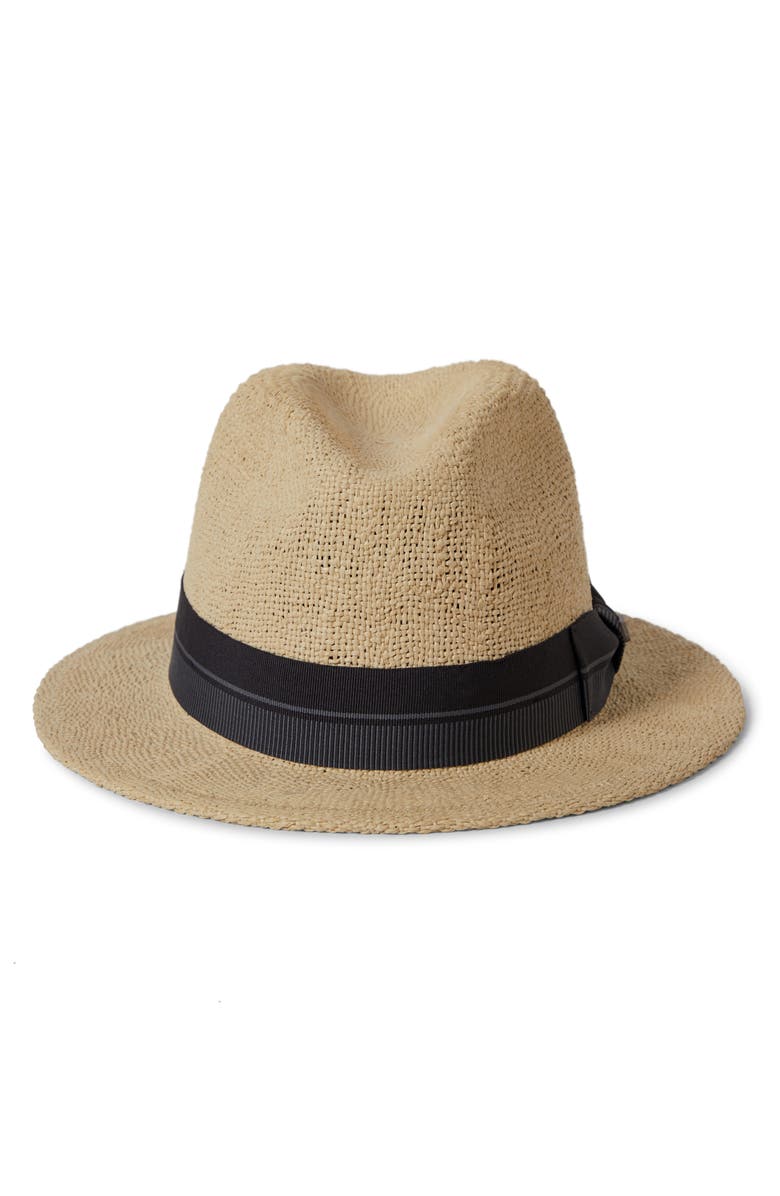 Brixton Roma Straw Fedora, Alternate, color, Natural/ Black