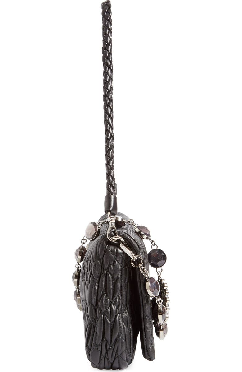 Miu Miu Medium Swarovski Crystal Chain Leather Shoulder Bag, Alternate, color,