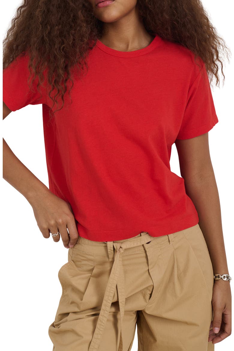 Garcon Linen Blend T-Shirt, Main, color, TOMATO