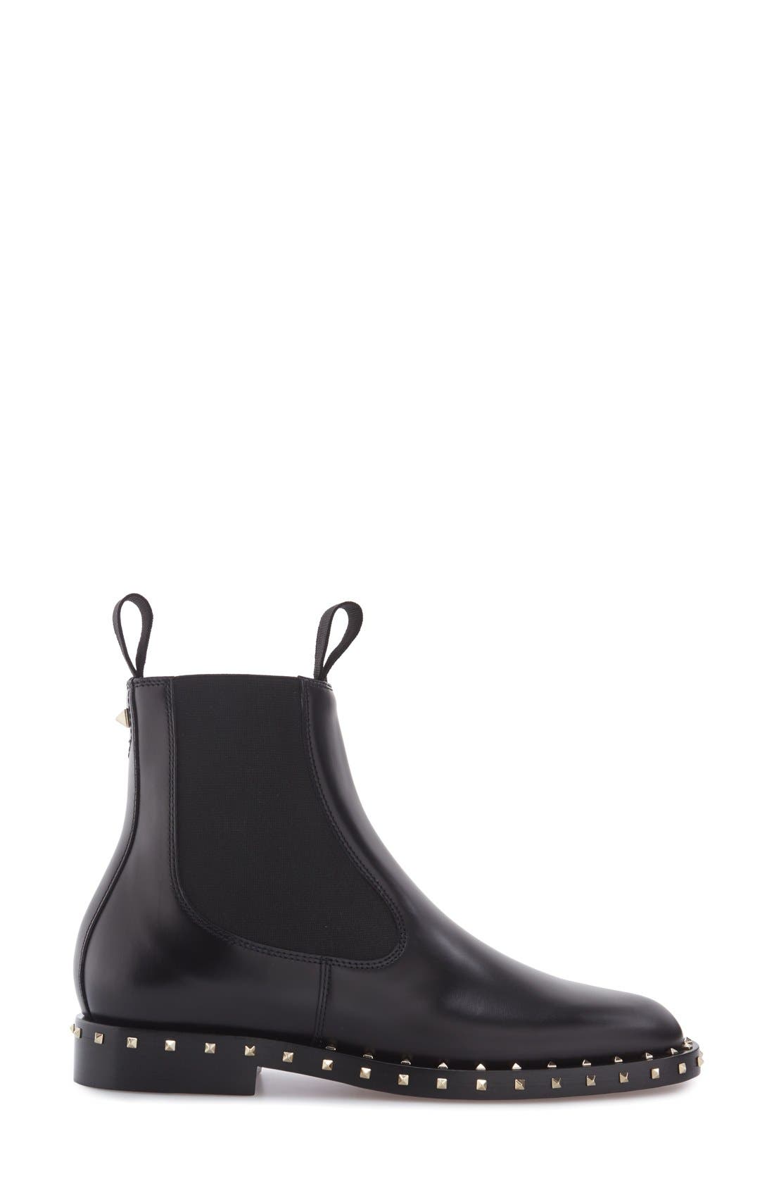 Valentino Garavani Rockstud Chelsea Boot, Alternate, color, 