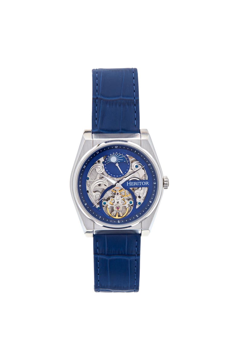 Heritor Automatic Daxton Skeleton Watch, Main, color, Blue