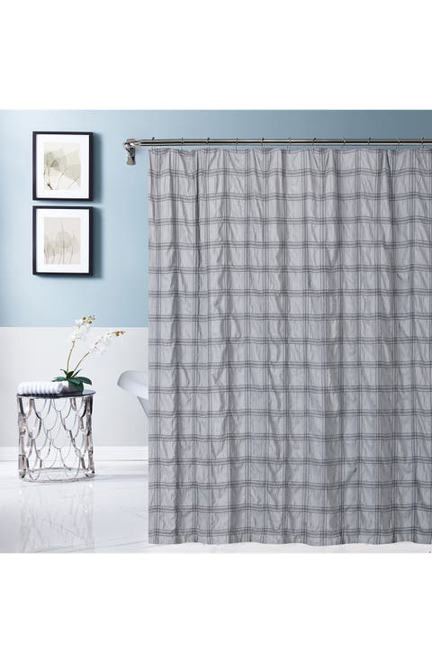 Crinkle Plaid Shower Curtain