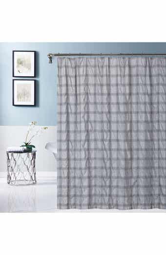 DAINTY HOME Crinkle Plaid Shower Curtain