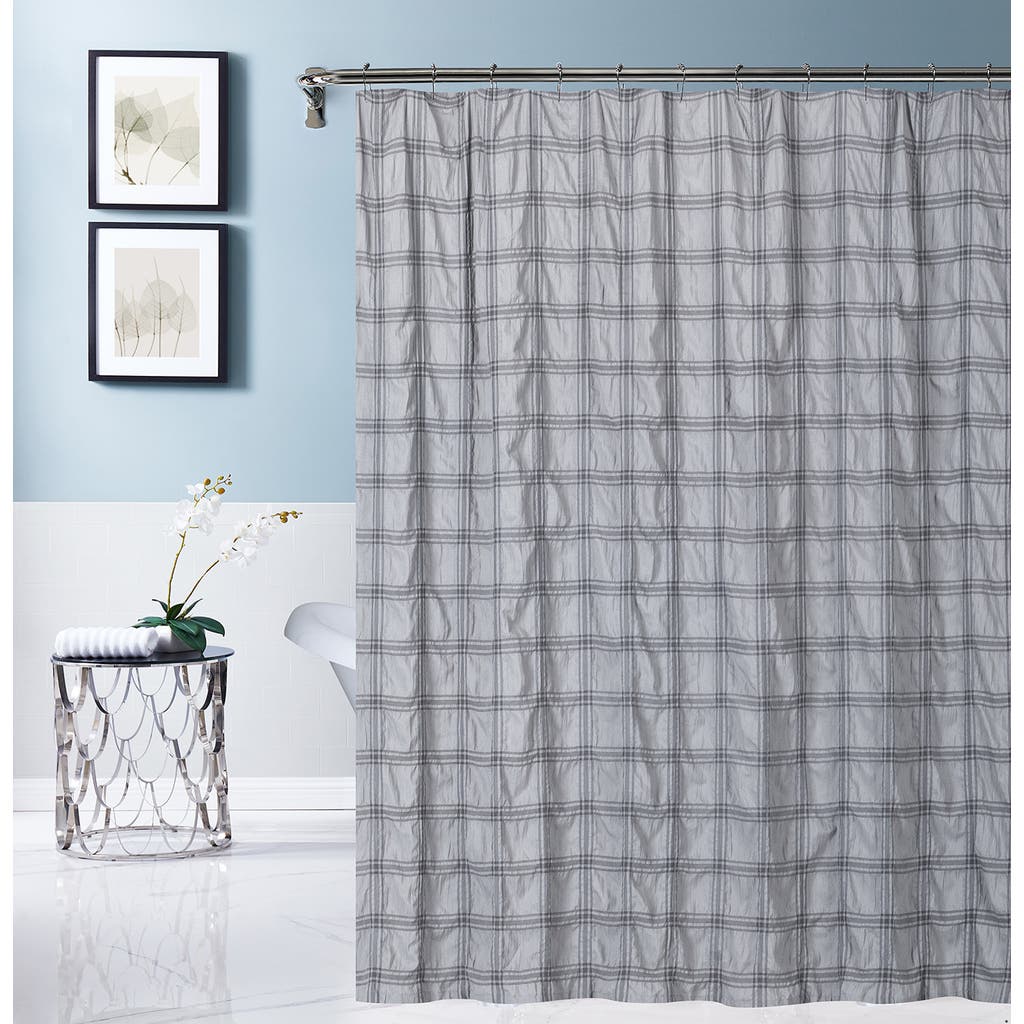 Dainty Home Crinkle Plaid Shower Curtain In Blue