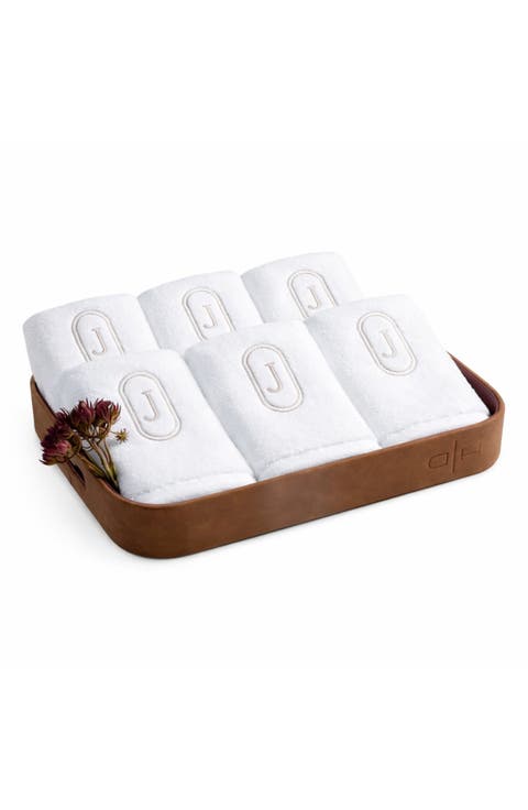 Set of 6 Monogram Fingertip Towels