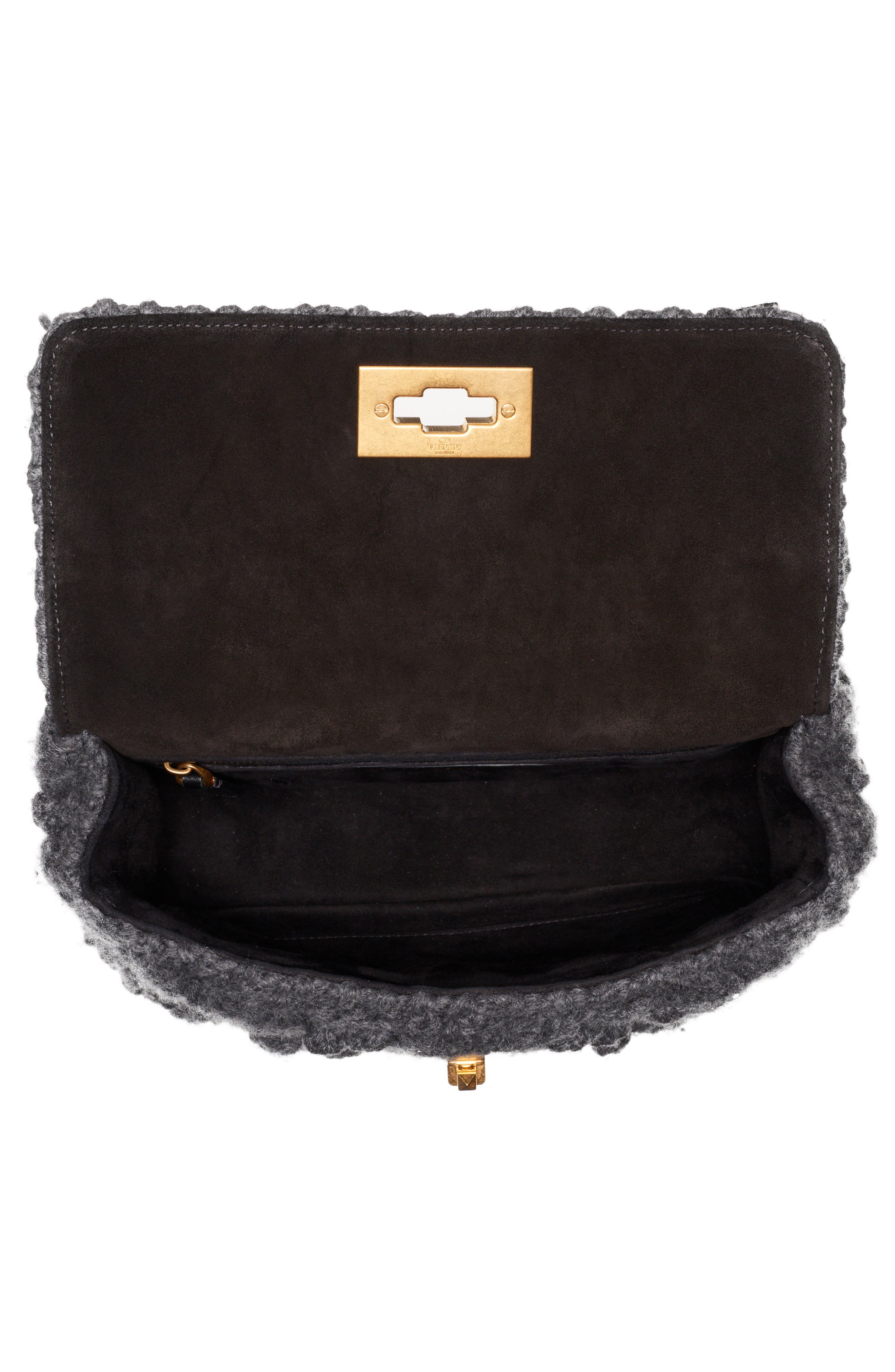 Valentino Garavani Medium Roman Stud Cashmere Shoulder Bag, Alternate, color, 