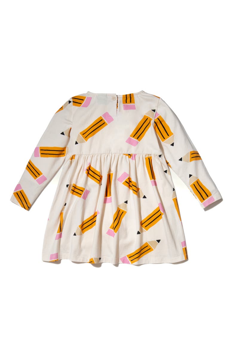 Mon Coeur Kids' Pencil Print Long Sleeve Cotton Jersey Dress, Alternate, color, Natural