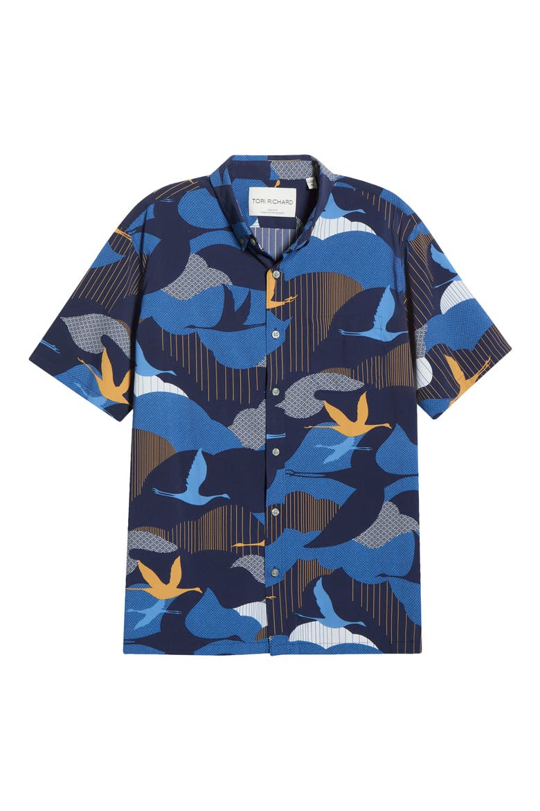 Take Flight Short Sleeve Button-Down Shirt, Alternate, color, NAVY