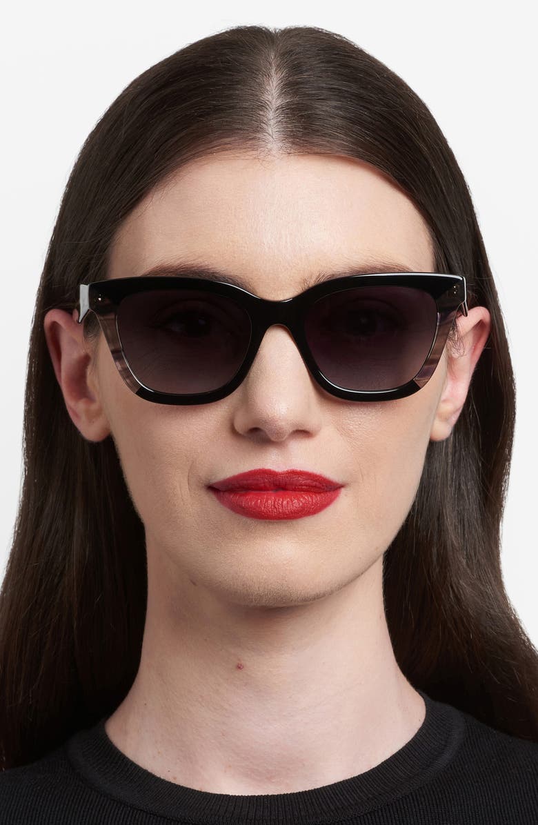 Carolina Herrera 52mm Cat Eye Sunglasses, Alternate, color, Black/ Dark Grey