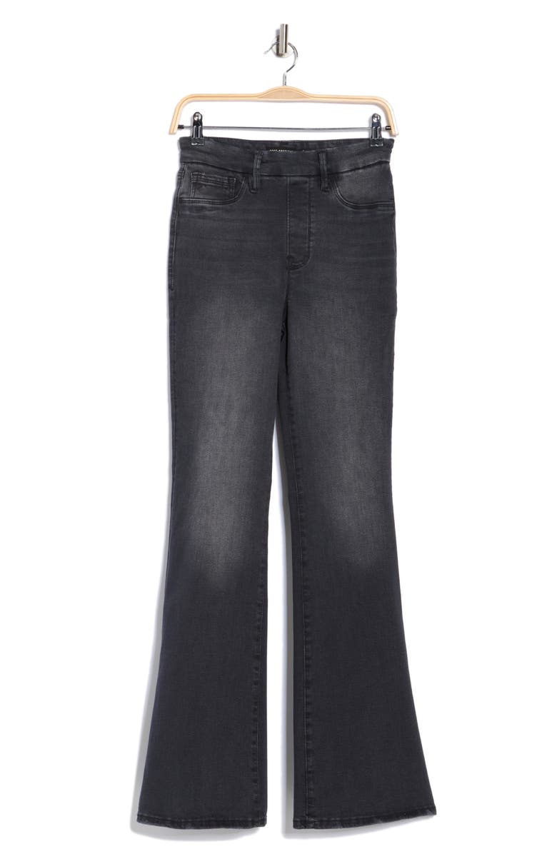 Good American Power Stretch Pull-On High Waist Flare Jeans, Alternate, color, Black255