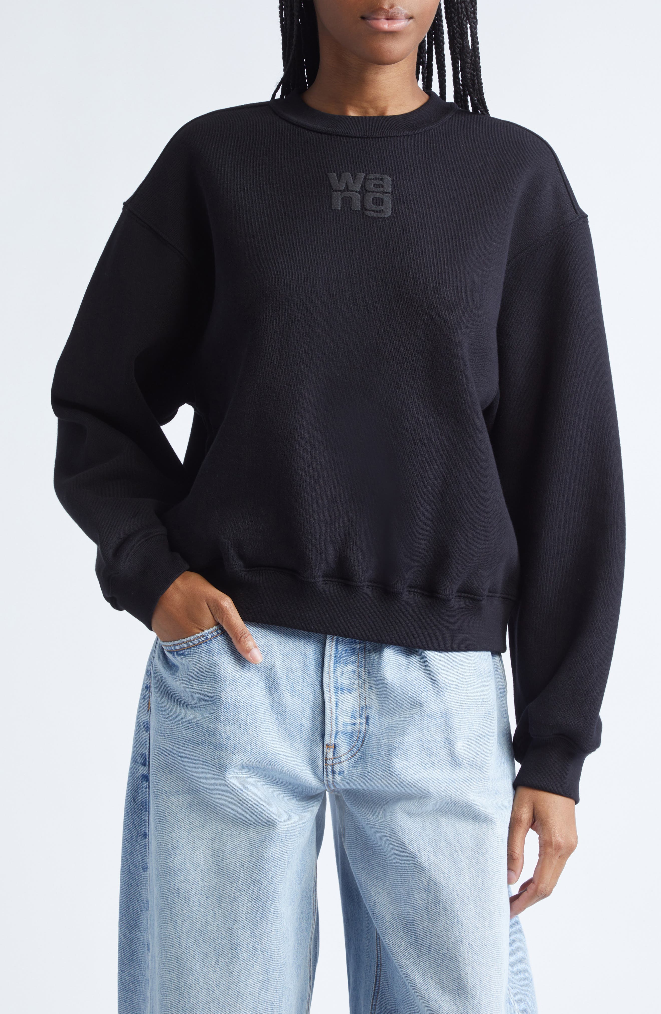 Alexander Wang Stacked Logo Cotton Terry Sweatshirt (Women