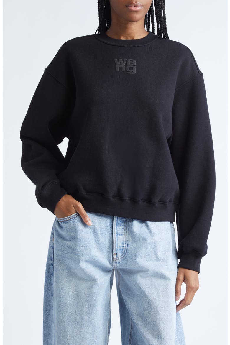 Alexander Wang Stacked Logo Cotton Terry Sweatshirt (Women