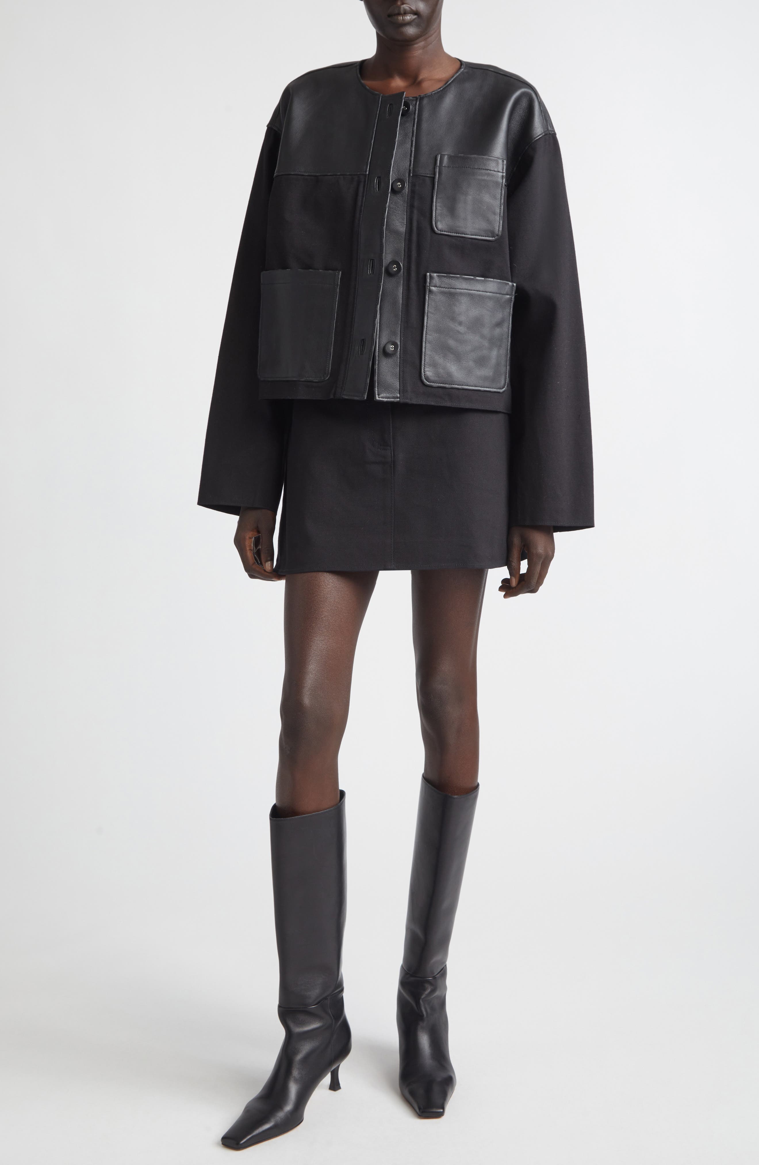 Cleo Cotton Canvas & Leather Jacket - image 2