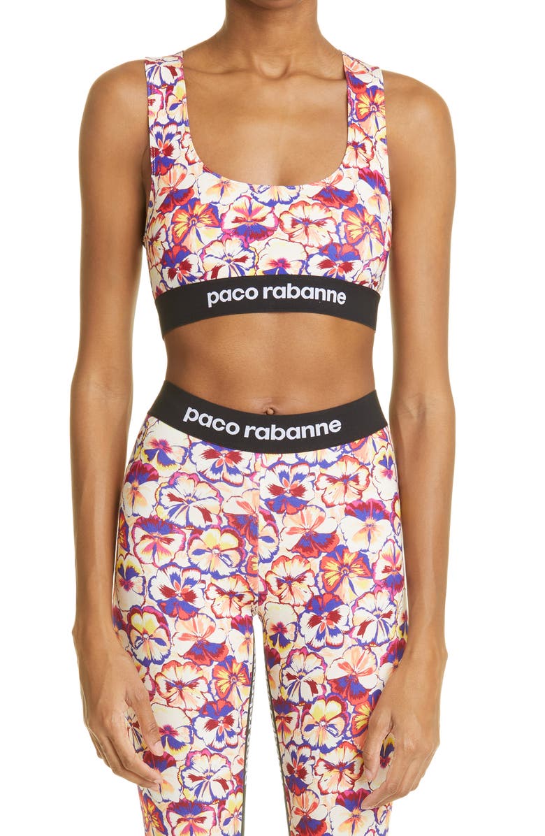 Rabanne paco rabanne Logo Bodyline Sports Bra, Main, color, 