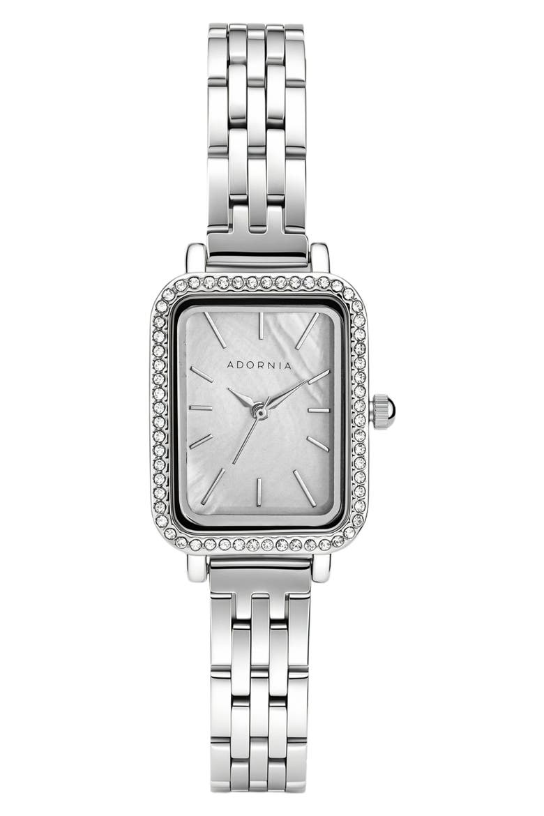 Hudson Rectangular Bracelet Watch, 27mm x 21mm, Main, color, SILVER/ WHITE