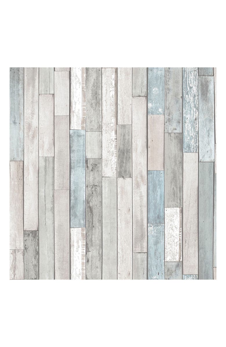 Wallpops Weathered Plank Short Peel & Stick Wallpaper, Main, color, Grey/ Blue Multi